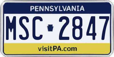 PA license plate MSC2847