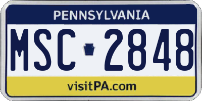 PA license plate MSC2848