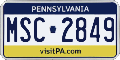 PA license plate MSC2849