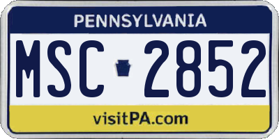 PA license plate MSC2852