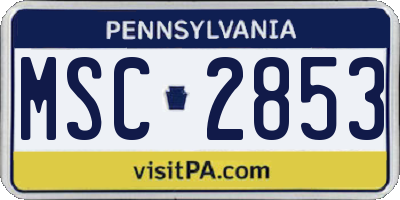 PA license plate MSC2853