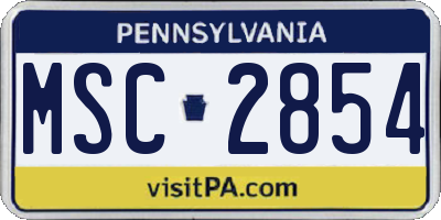 PA license plate MSC2854