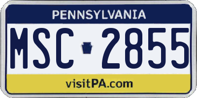 PA license plate MSC2855