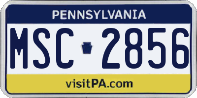 PA license plate MSC2856