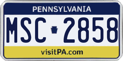PA license plate MSC2858