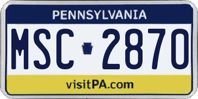 PA license plate MSC2870