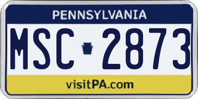 PA license plate MSC2873