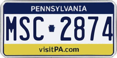 PA license plate MSC2874