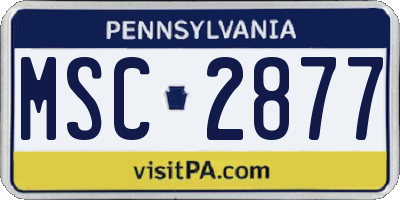 PA license plate MSC2877