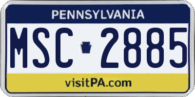 PA license plate MSC2885
