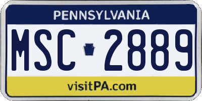 PA license plate MSC2889