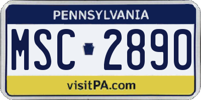 PA license plate MSC2890