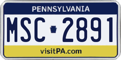 PA license plate MSC2891