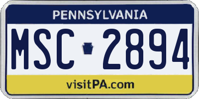 PA license plate MSC2894