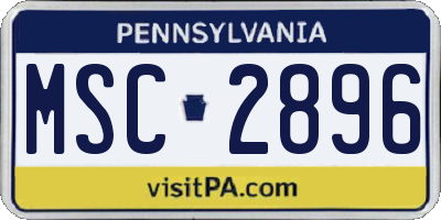 PA license plate MSC2896
