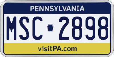 PA license plate MSC2898