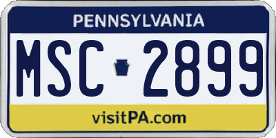 PA license plate MSC2899