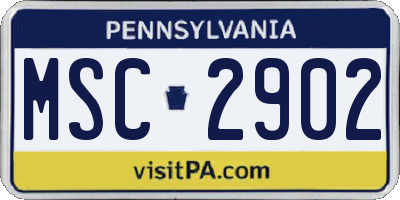 PA license plate MSC2902