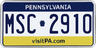 PA license plate MSC2910