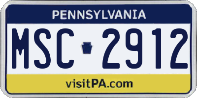PA license plate MSC2912