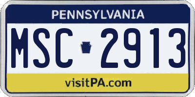 PA license plate MSC2913