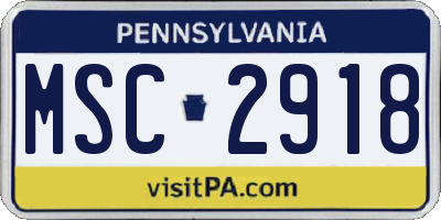 PA license plate MSC2918