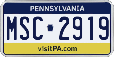 PA license plate MSC2919