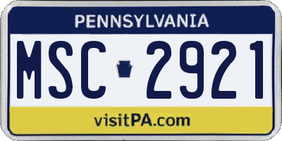 PA license plate MSC2921