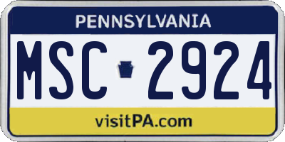 PA license plate MSC2924