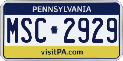 PA license plate MSC2929