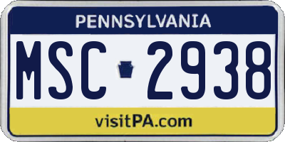 PA license plate MSC2938