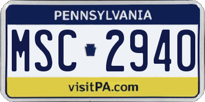 PA license plate MSC2940