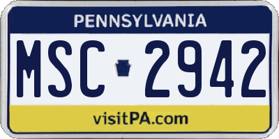 PA license plate MSC2942