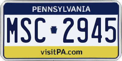 PA license plate MSC2945