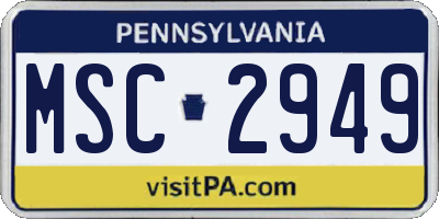 PA license plate MSC2949