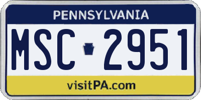 PA license plate MSC2951
