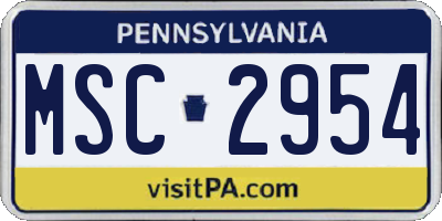 PA license plate MSC2954