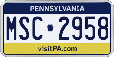 PA license plate MSC2958