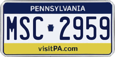 PA license plate MSC2959
