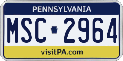 PA license plate MSC2964