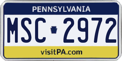 PA license plate MSC2972