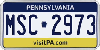 PA license plate MSC2973