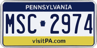 PA license plate MSC2974