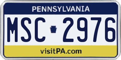 PA license plate MSC2976