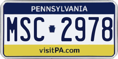 PA license plate MSC2978