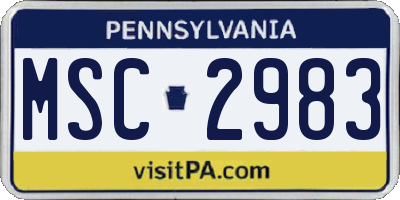 PA license plate MSC2983