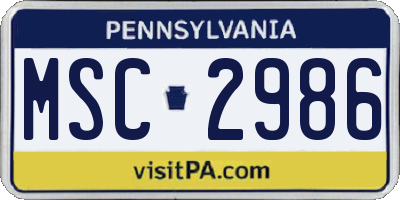 PA license plate MSC2986