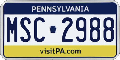 PA license plate MSC2988