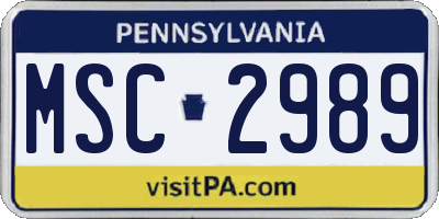 PA license plate MSC2989