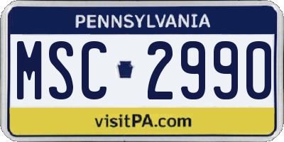 PA license plate MSC2990